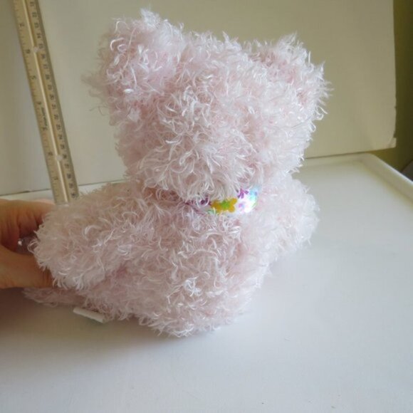 Baby Light Pink Teddy Bear 9" long Stuffed Animal Plush Floral Ribbon Bow - Picture 2 of 7